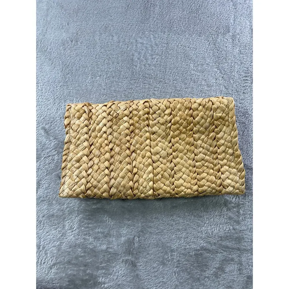 Straw Clutch Handwoven Purse Boho Coastal Beach Resort Woven Festival Bag